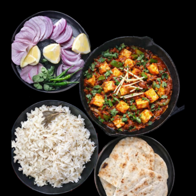 Paneer Tikka Masala with Naan-Rice and Salad