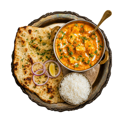 Butter Paneer with Naan, Rice